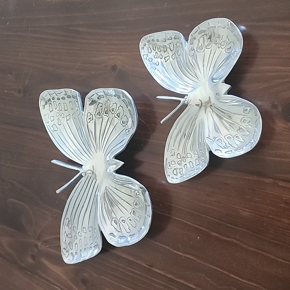 Polished pewter butterfly dishes/decor